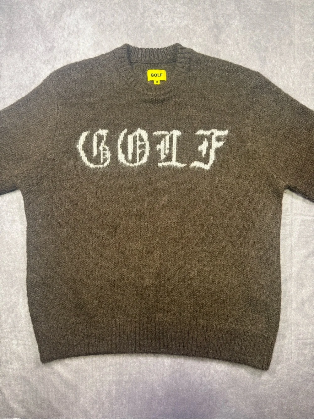 EUC Golf Wang Stab Mohair Brown Crewneck Sweater with White GOLF Logo - M